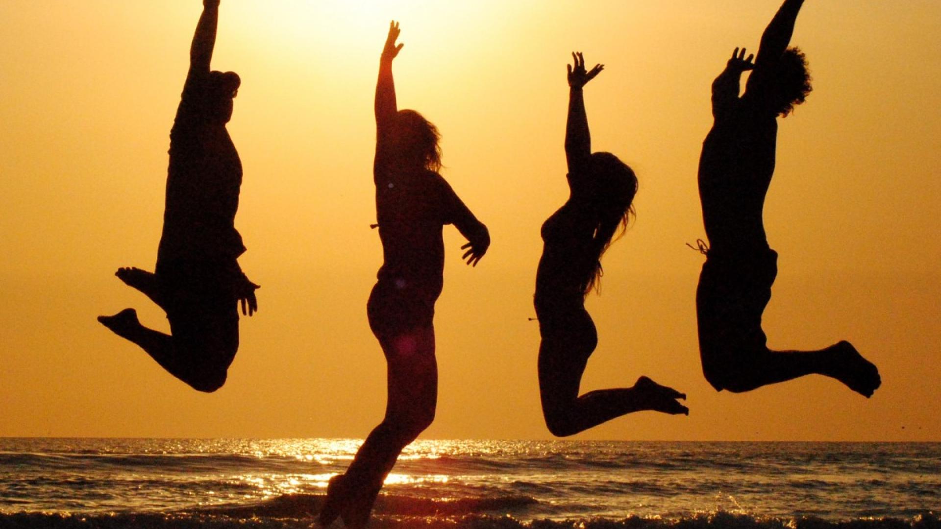 groep in zon